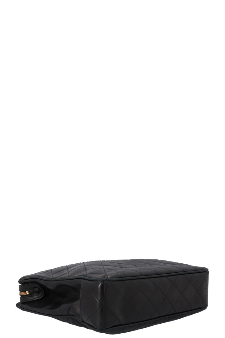 CHANEL Vintage CC Quilted Tote Bag Black