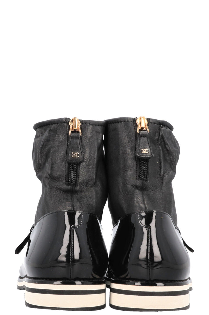 CHANEL Sock Mary Janes Patent Black