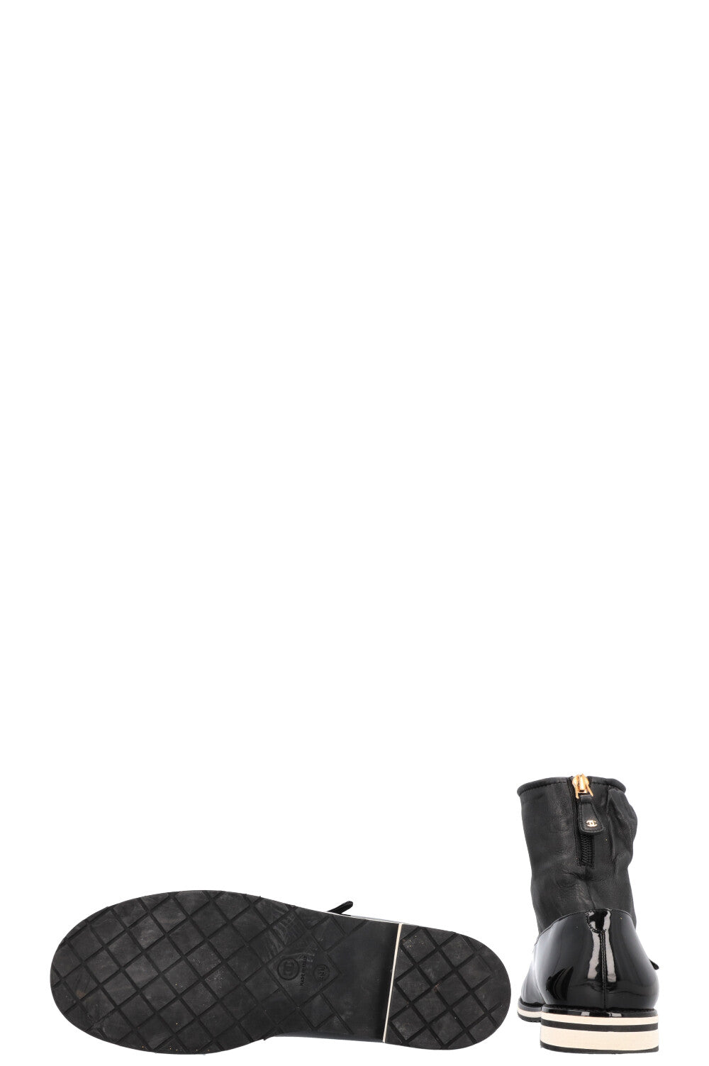 CHANEL Sock Mary Janes Patent Black