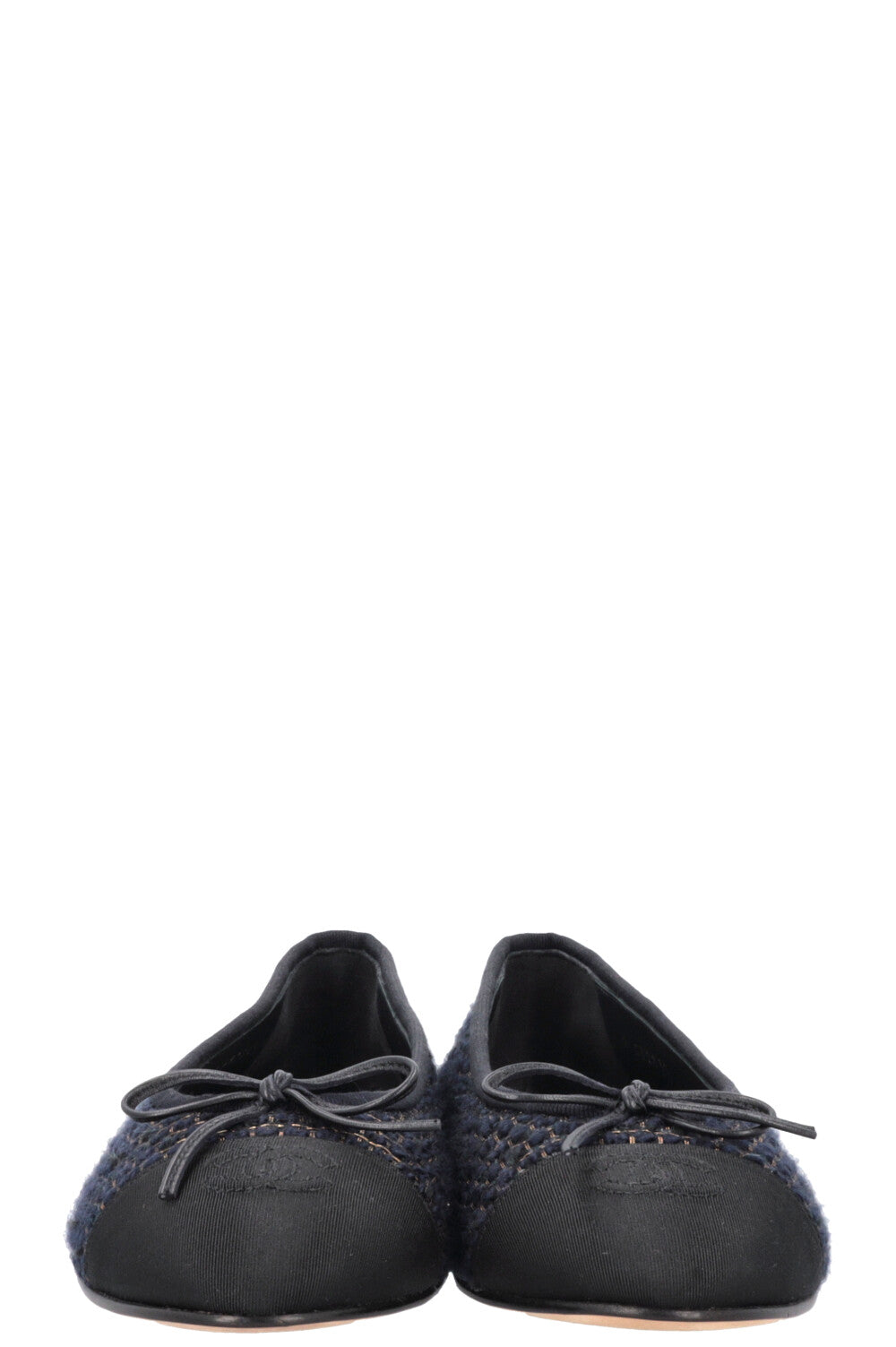 CHANEL Classic Ballet Flats Tweed Navy