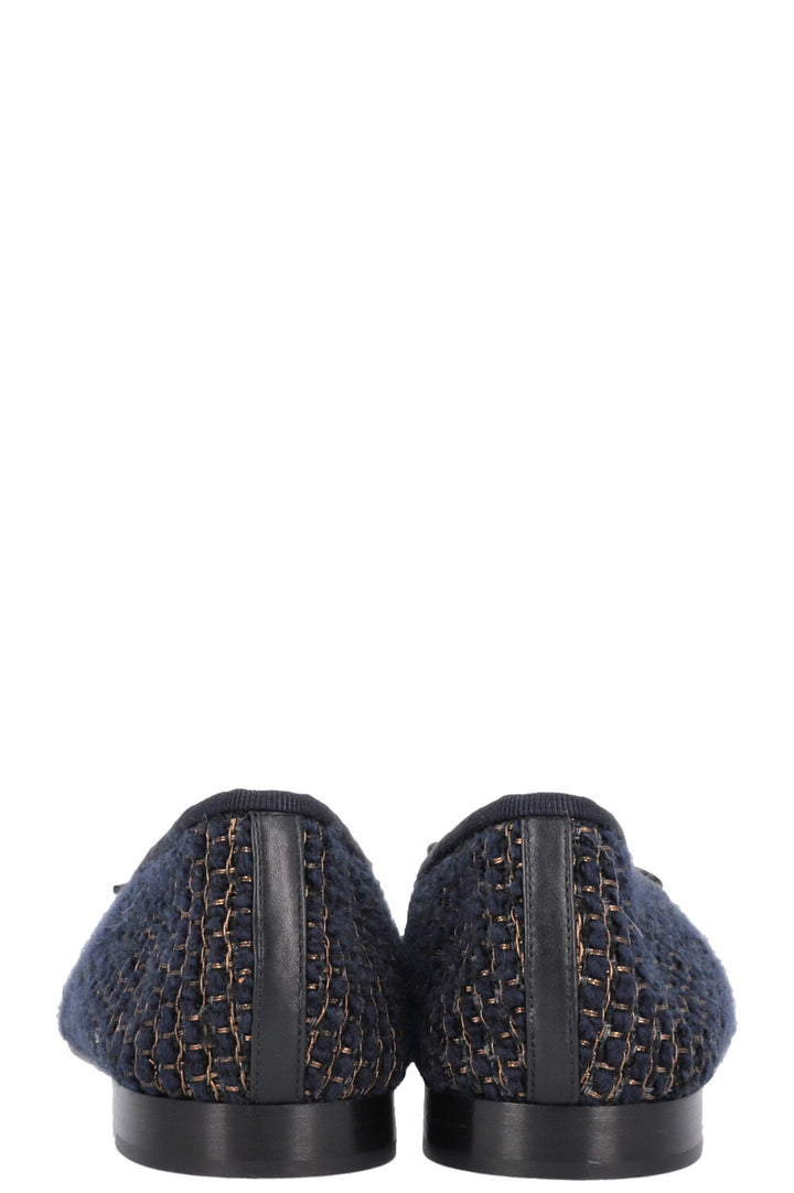 CHANEL Classic Ballet Flats Tweed Navy