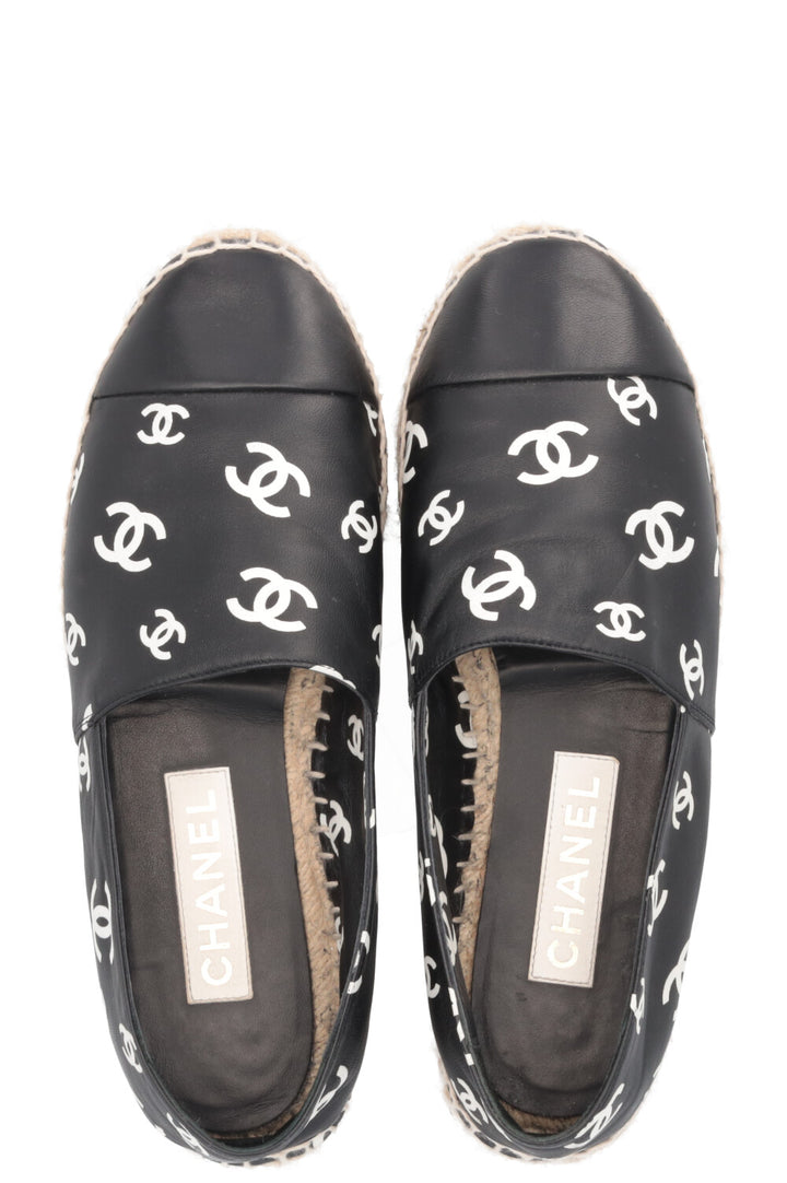 CHANEL CC Espadrilles Leather Black