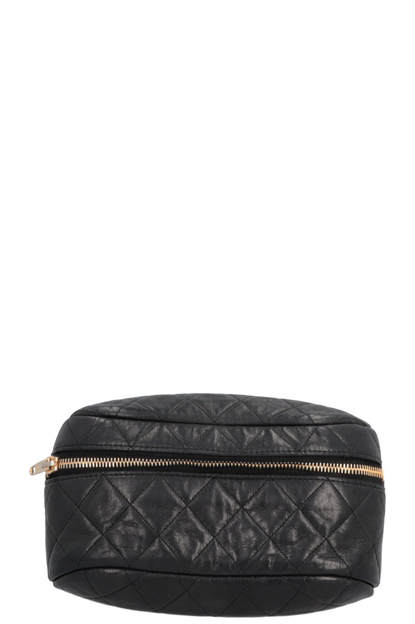 CHANEL Quilted Chain Belt Bag Black