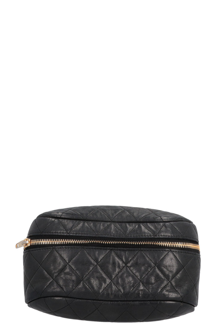 CHANEL Quilted Chain Belt Bag Black