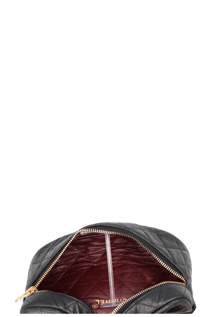 CHANEL Quilted Chain Belt Bag Black