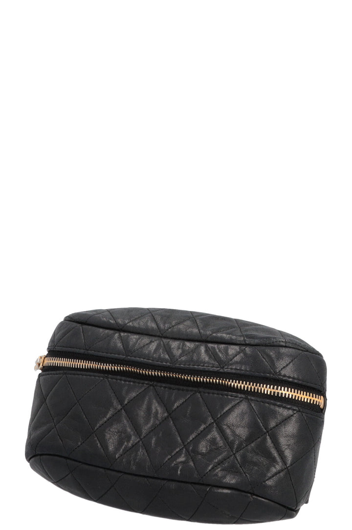 CHANEL Quilted Chain Belt Bag Black