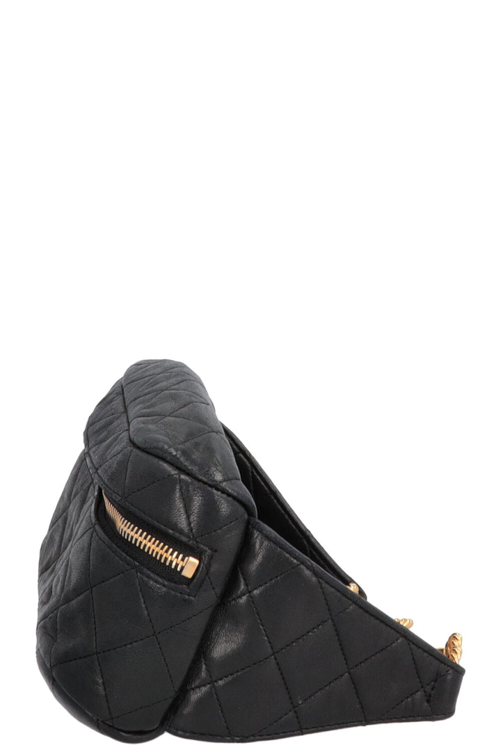 CHANEL Quilted Chain Belt Bag Black