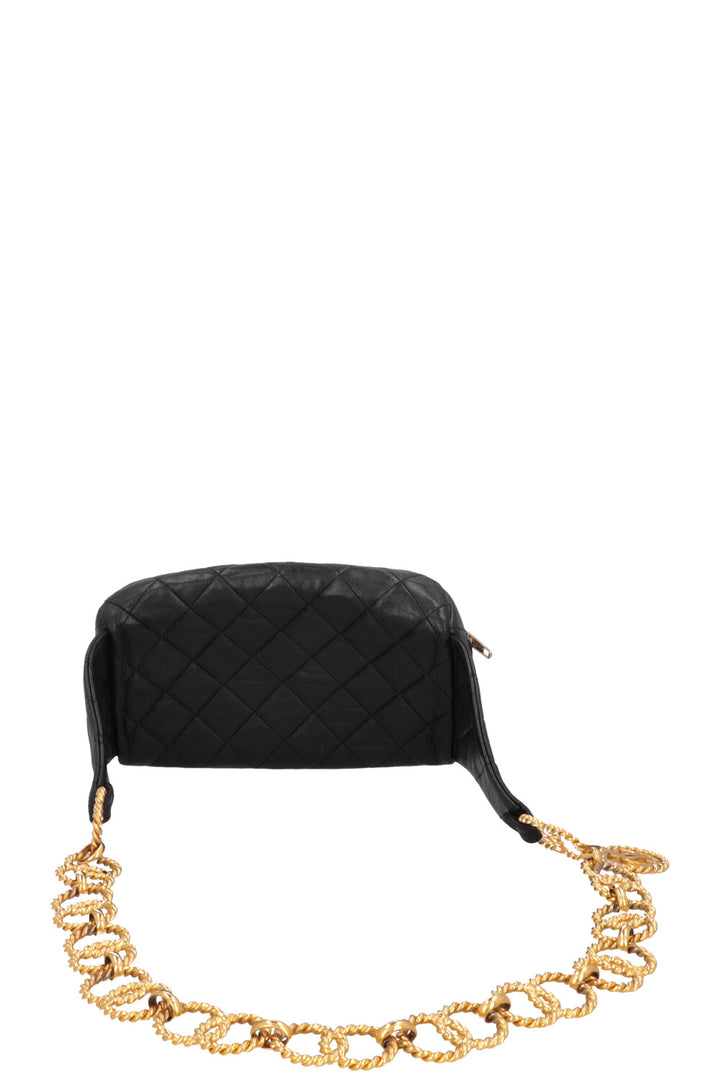 CHANEL Quilted Chain Belt Bag Black