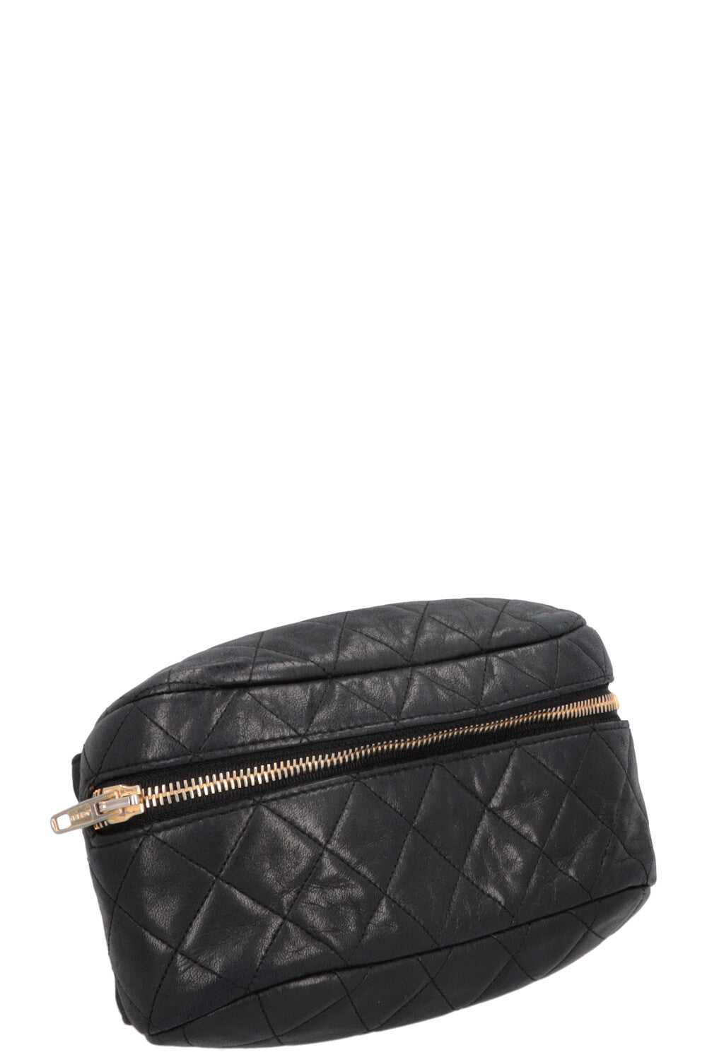 CHANEL Quilted Chain Belt Bag Black