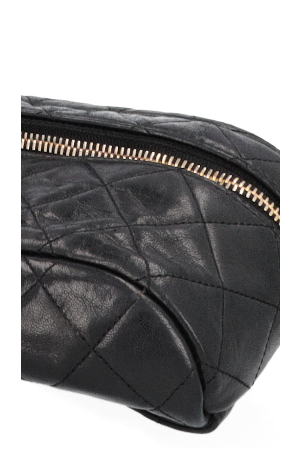 CHANEL Quilted Chain Belt Bag Black