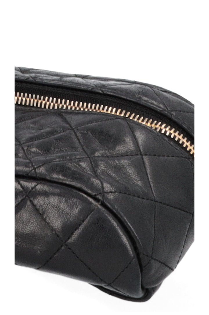 CHANEL Quilted Chain Belt Bag Black