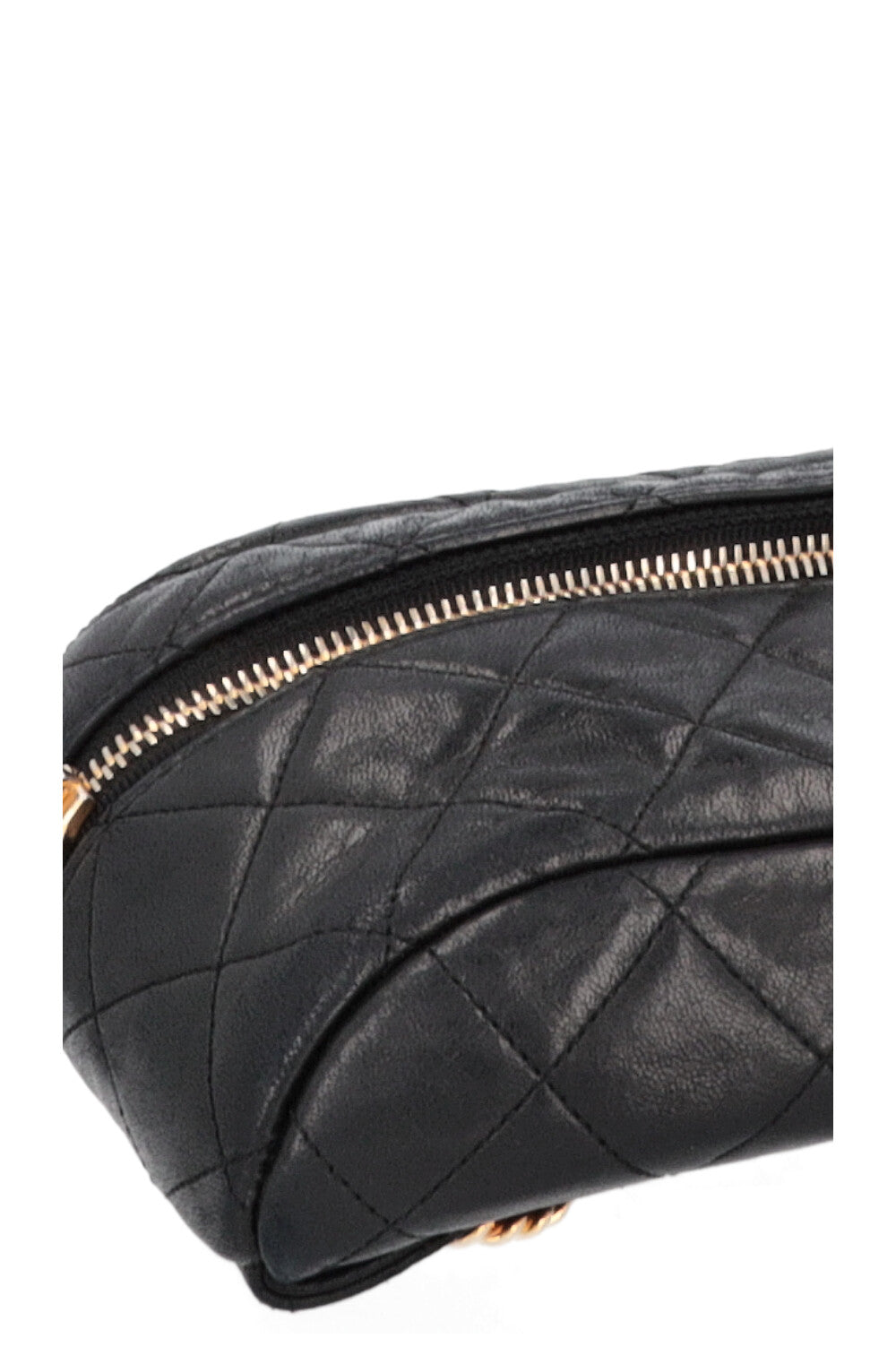 CHANEL Quilted Chain Belt Bag Black
