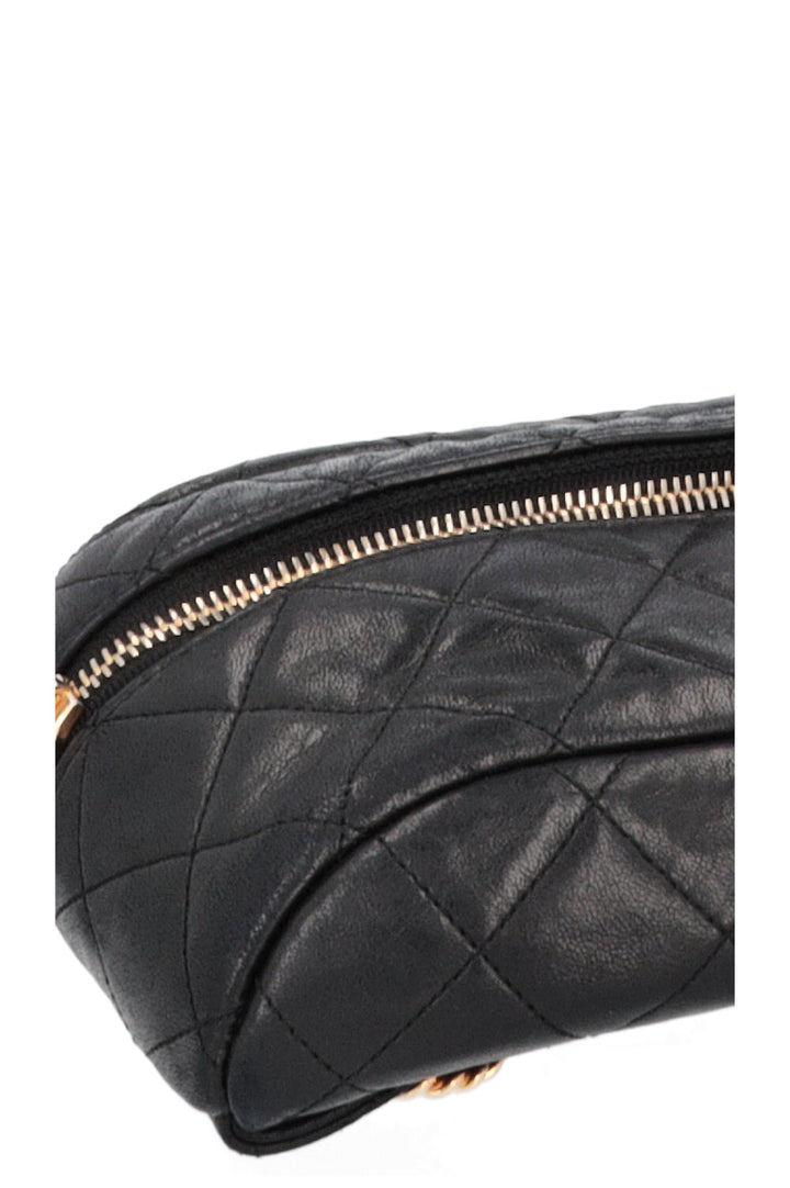 CHANEL Quilted Chain Belt Bag Black