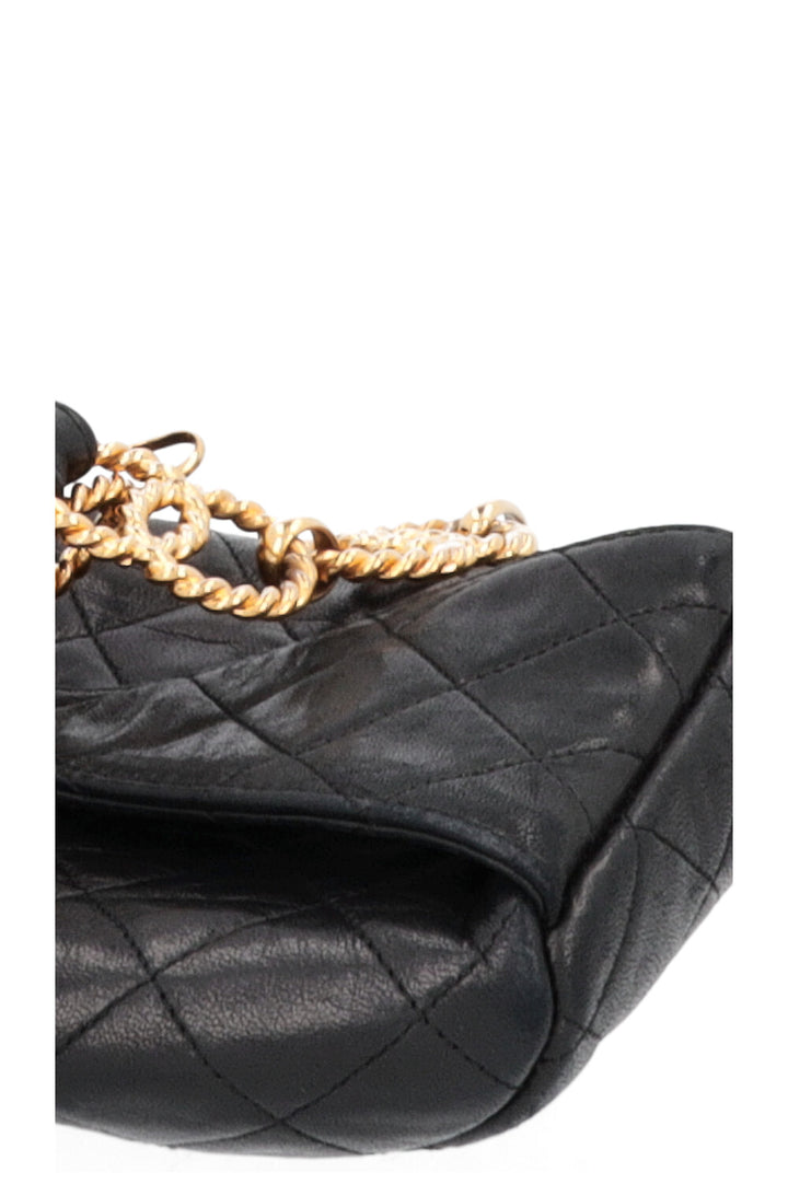 CHANEL Quilted Chain Belt Bag Black