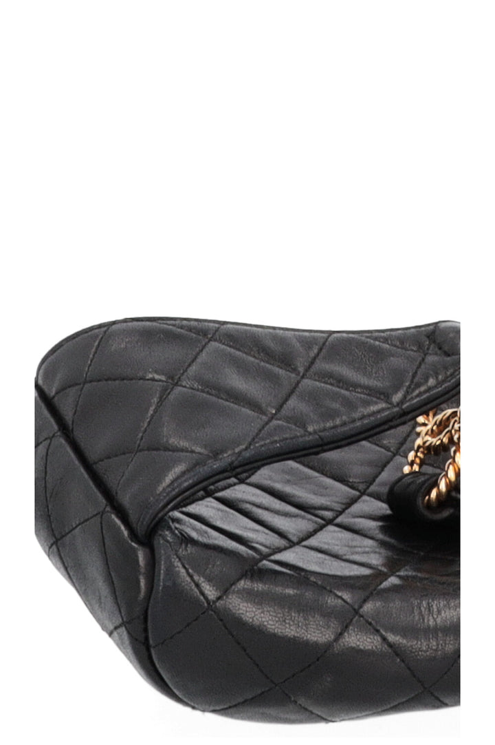 CHANEL Quilted Chain Belt Bag Black