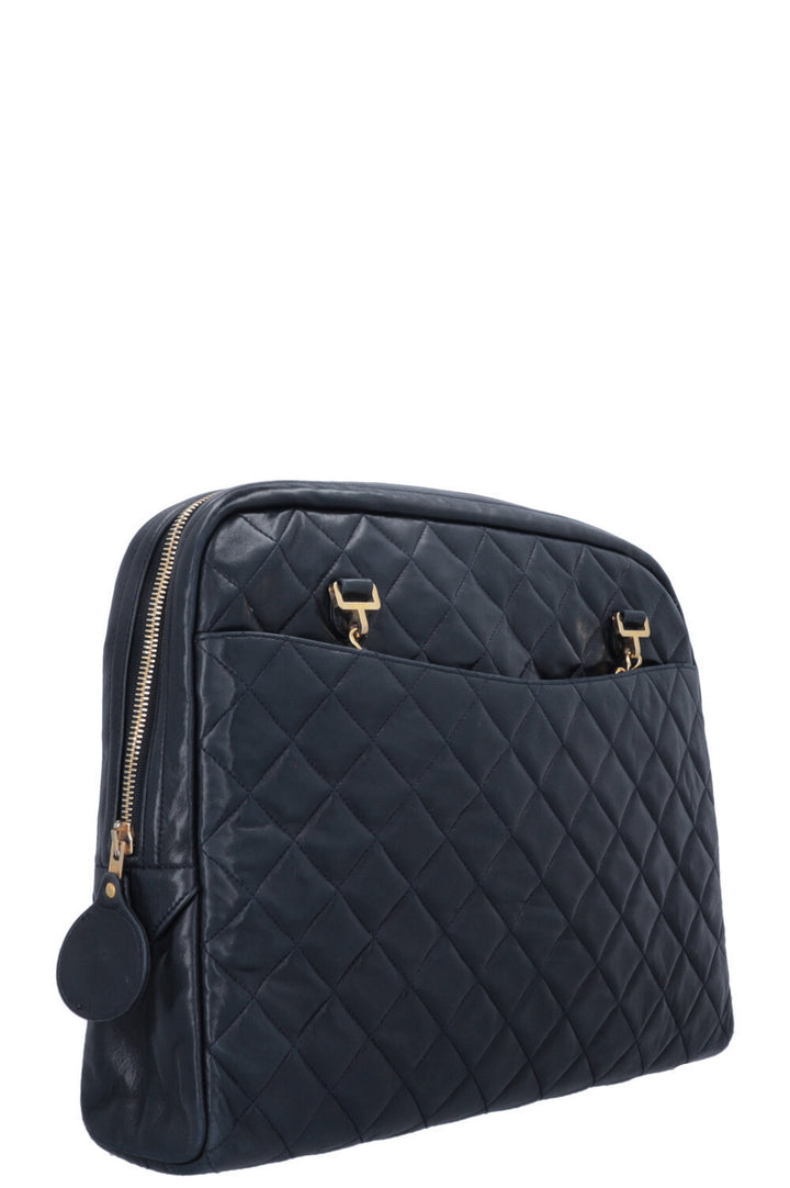 CHANEL Quilted Camera Messenger Bag Navy