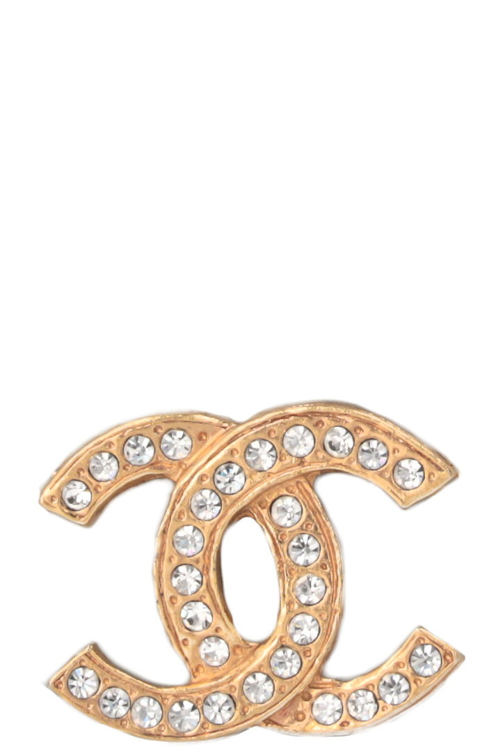 CHANEL Crystal Brooch Gold