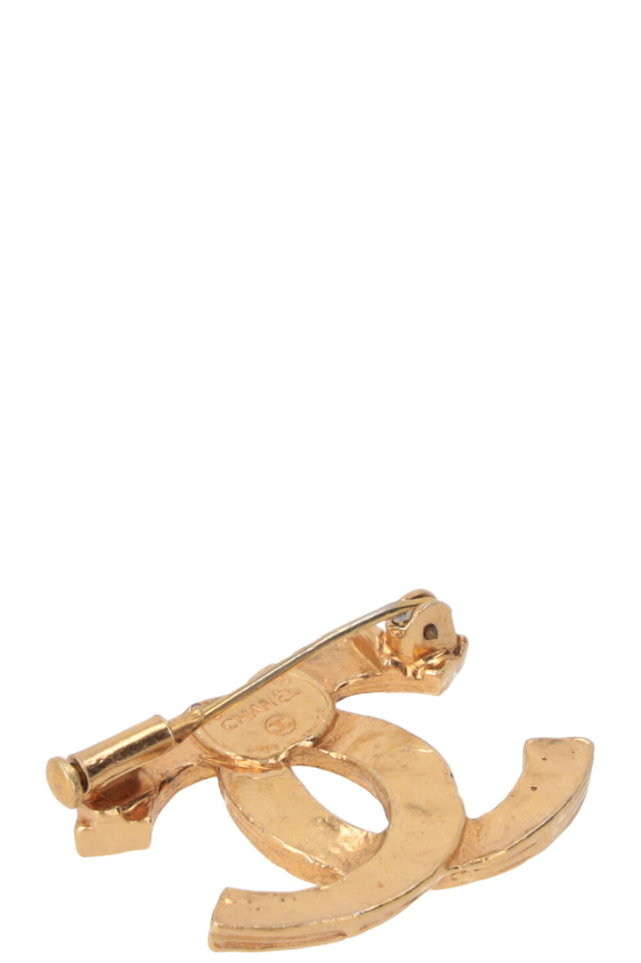 CHANEL Crystal Brooch Gold