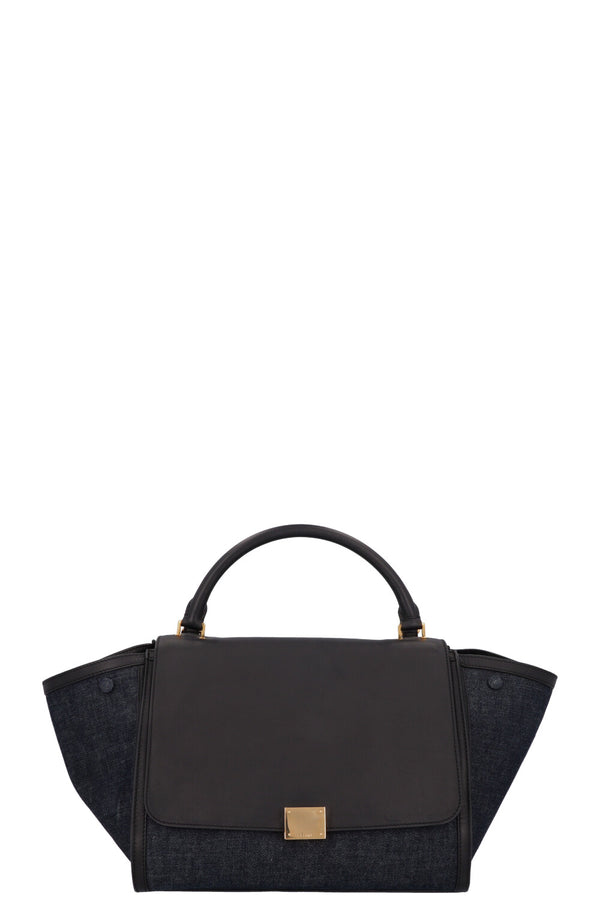 CÉLINE Trapeze Bag Leather Denim Navy Black