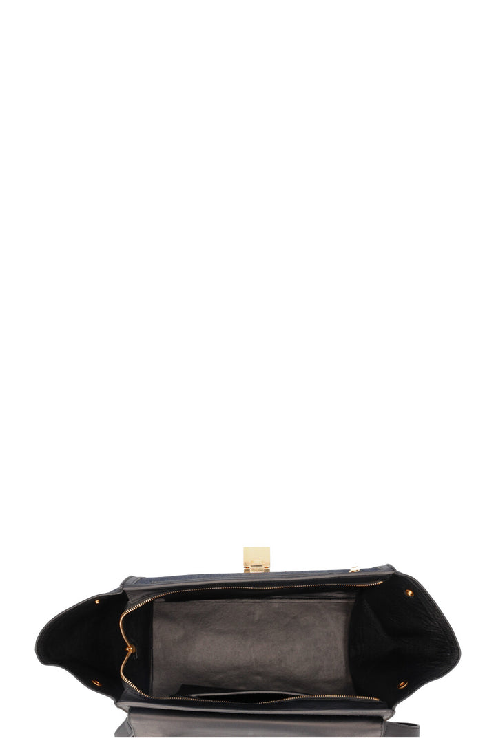 CÉLINE Trapeze Bag Leather Denim Navy Black