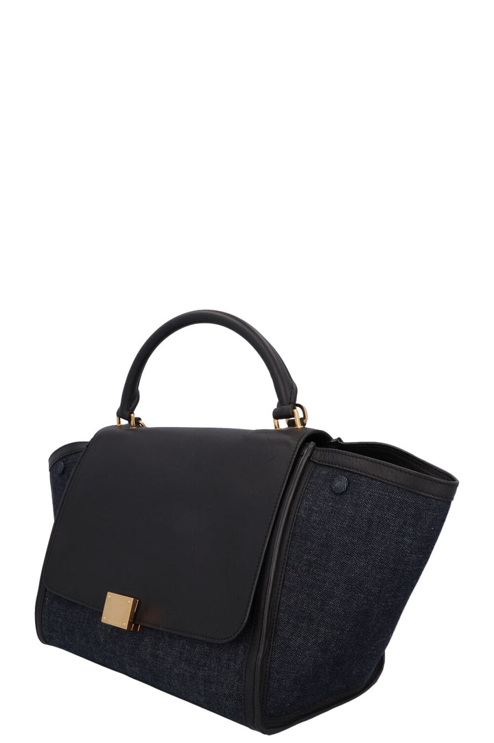 CÉLINE Trapeze Bag Leather Denim Navy Black