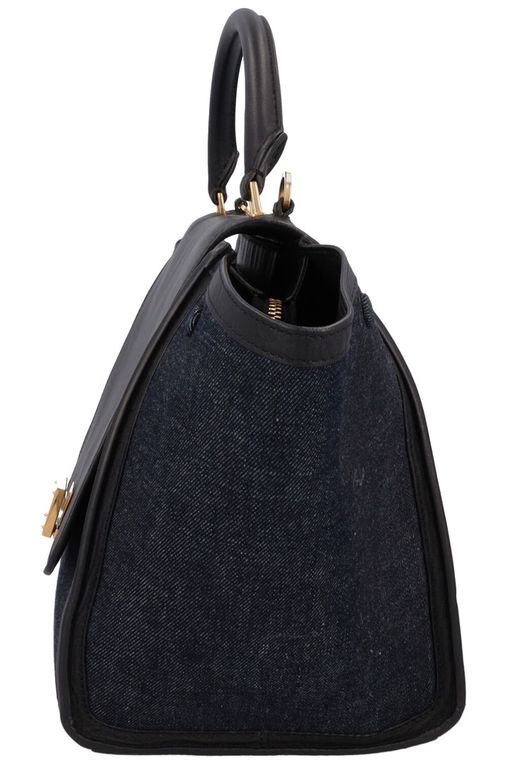CÉLINE Trapeze Bag Leather Denim Navy Black