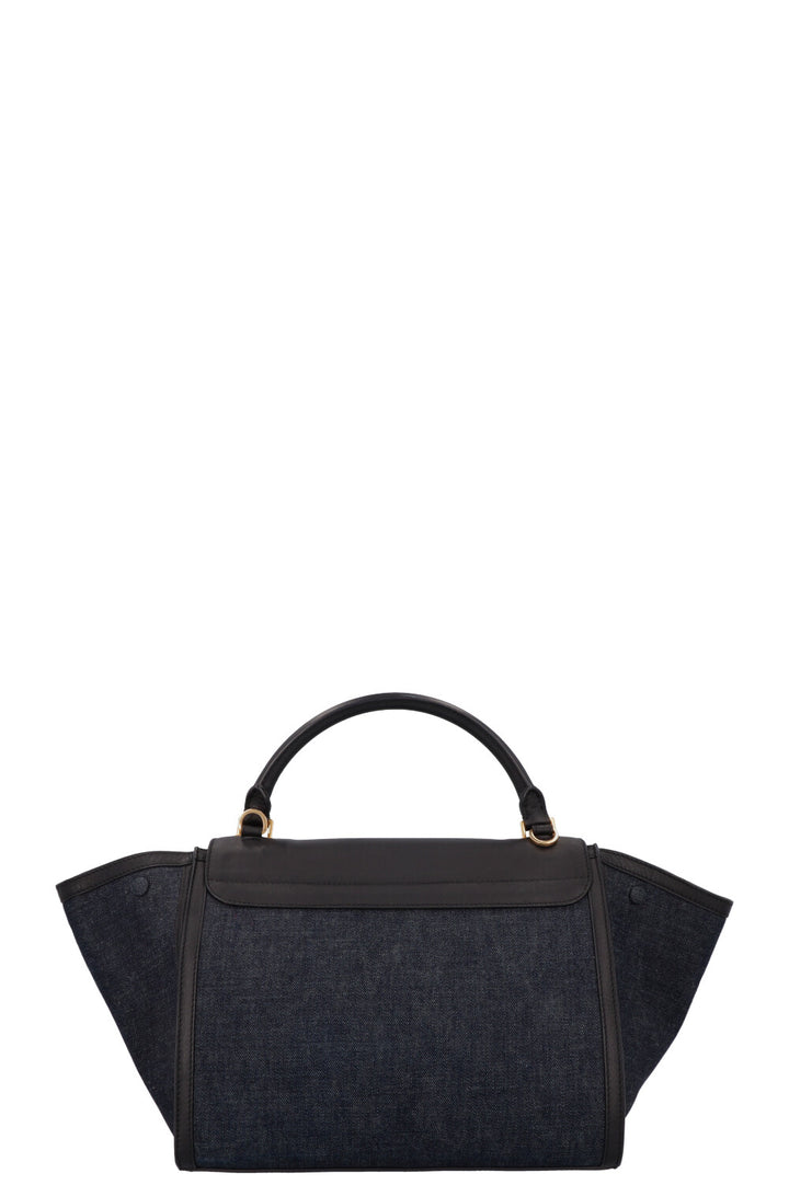 CÉLINE Trapeze Bag Leather Denim Navy Black