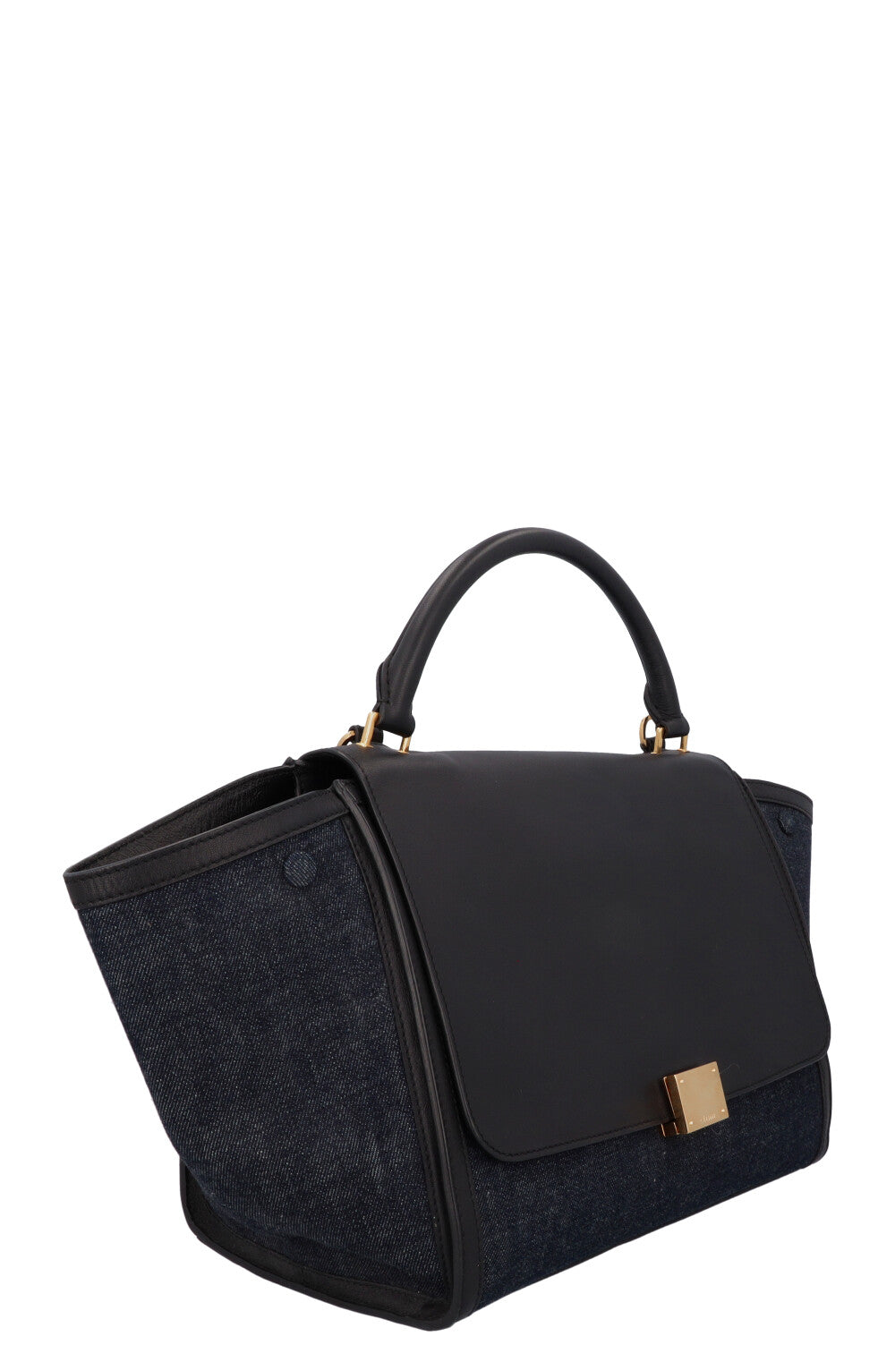 CÉLINE Trapeze Bag Leather Denim Navy Black