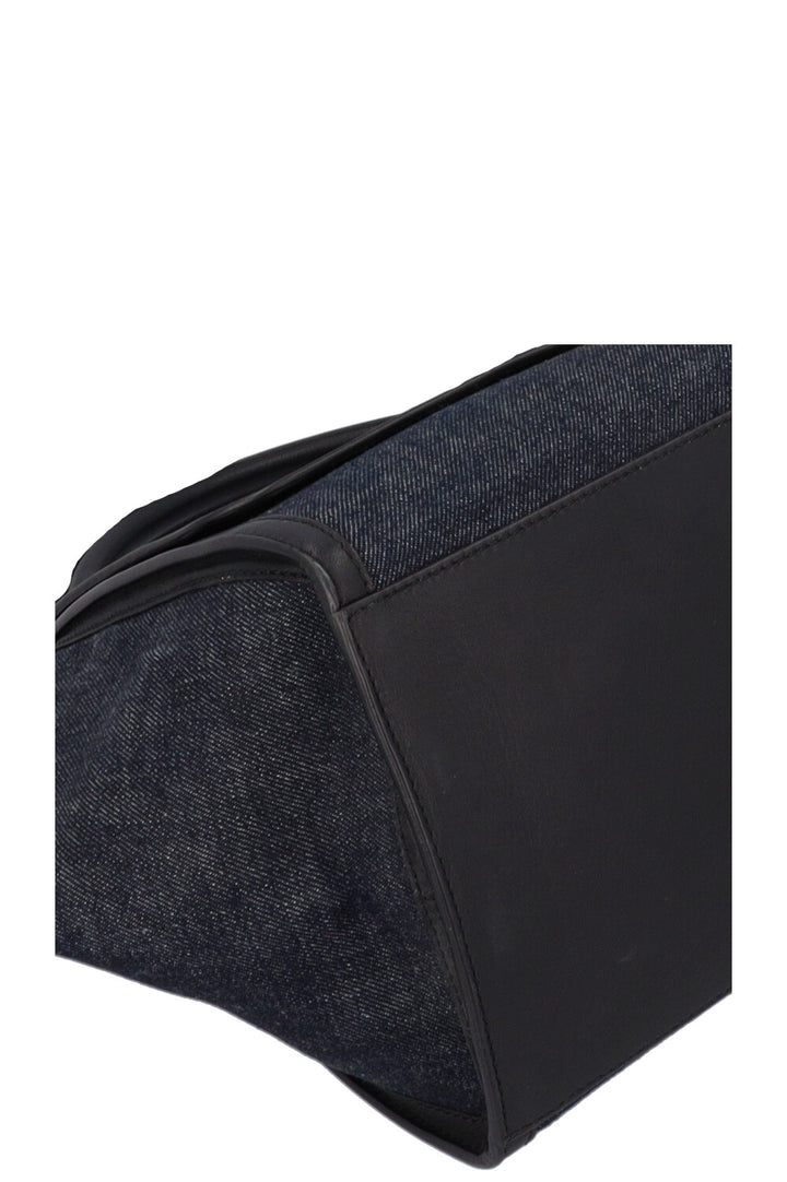 CÉLINE Trapeze Bag Leather Denim Navy Black