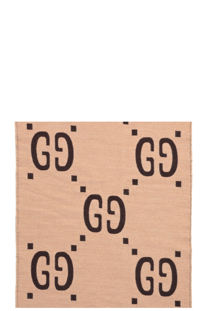 GUCCI Giant GG Reversible Scarf Brown Wool