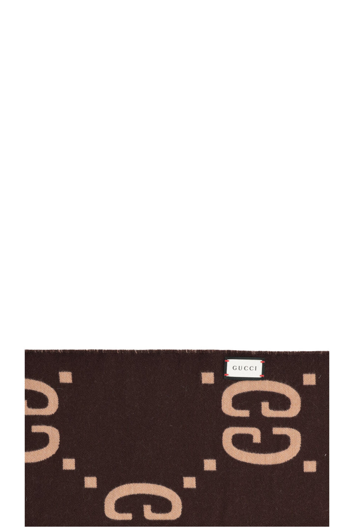 GUCCI Giant GG Reversible Scarf Brown Wool