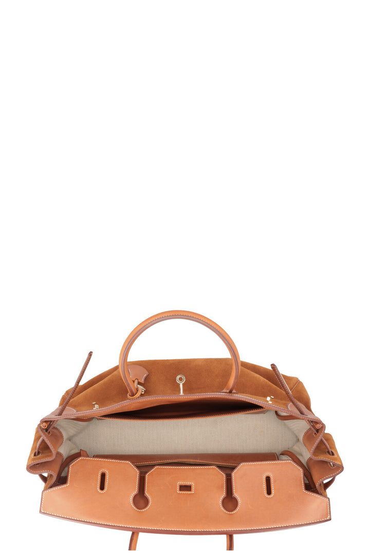 HERMÈS Birkin 40 Grizzly &amp; Barenia Chamois/Fauve