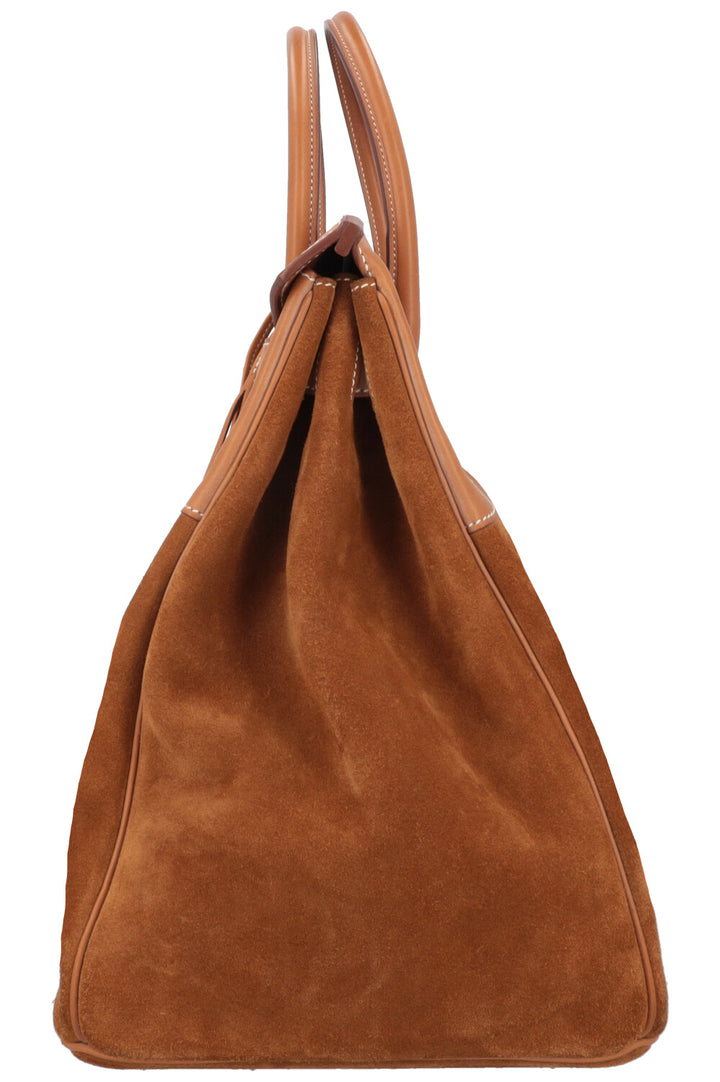 HERMÈS Birkin 40 Grizzly &amp; Barenia Chamois/Fauve