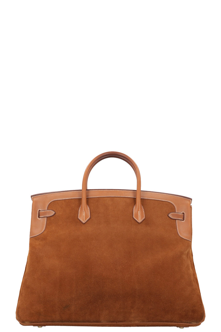 HERMÈS Birkin 40 Grizzly &amp; Barenia Chamois/Fauve