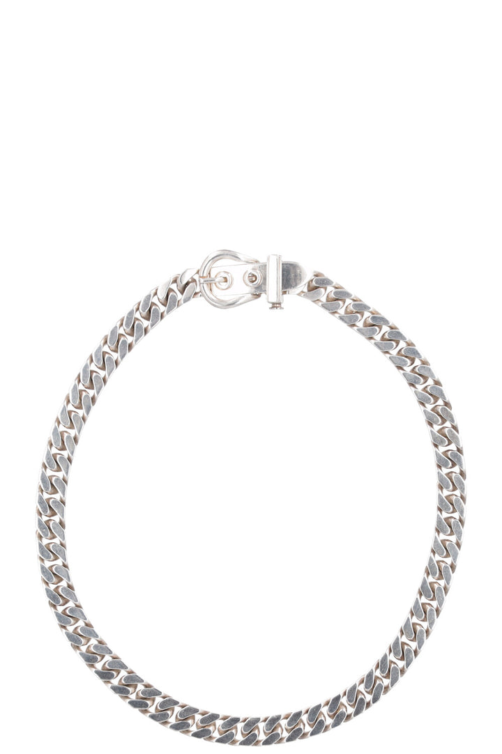 HERMÈS Boucle De Sellier Necklace Silver