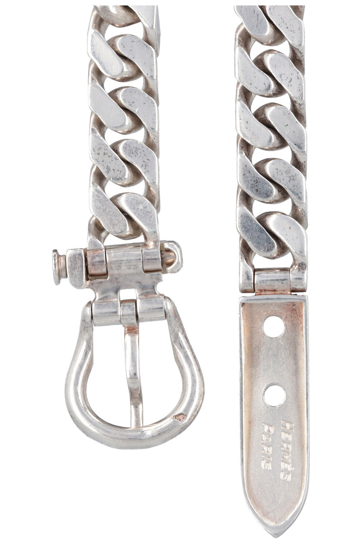 HERMÈS Boucle De Sellier Necklace Silver