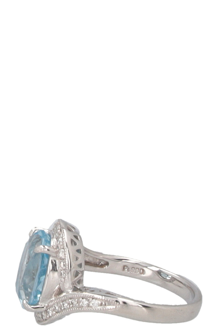 VINTAGE JEWELRY Topaz Diamond Cocktail Ring Platinum