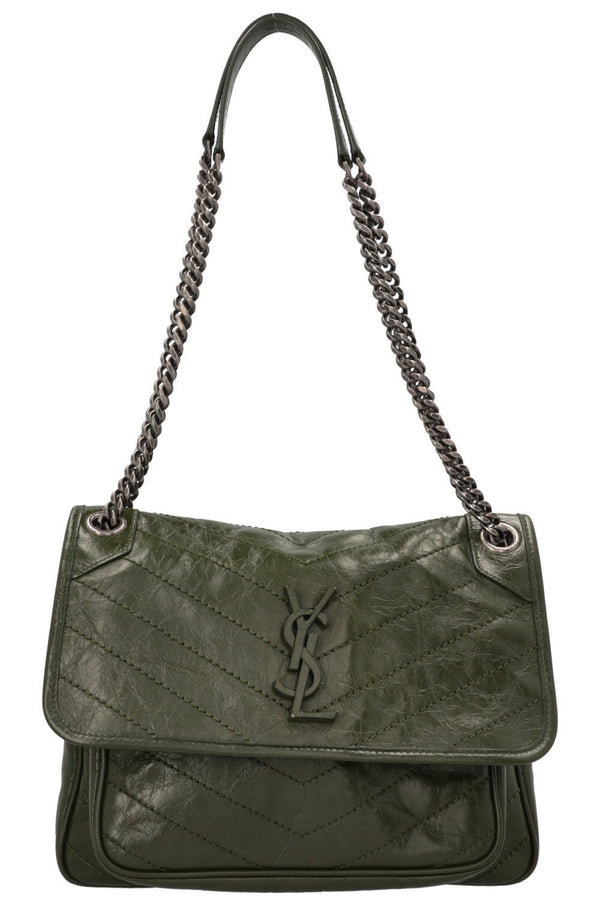 SAINT LAURENT Niki Bag Medium Patent Green