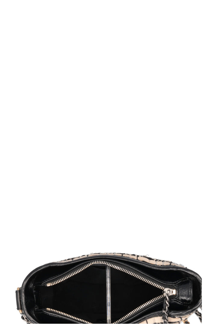 CHANEL 2019 Small Gabrielle Crossbody Bag Tweed Black Ivory