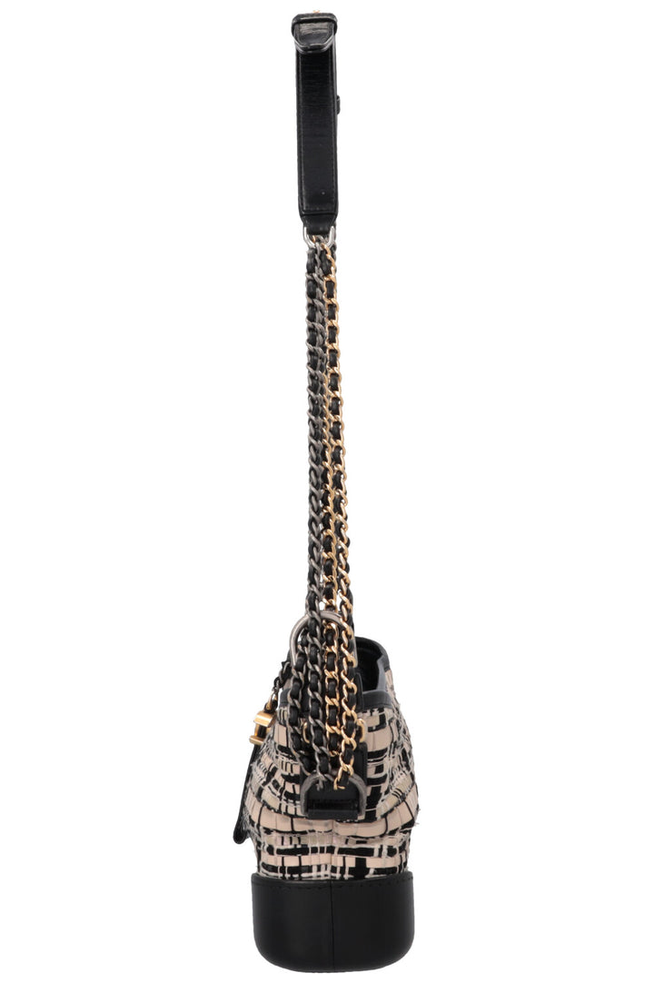 CHANEL 2019 Small Gabrielle Crossbody Bag Tweed Black Ivory