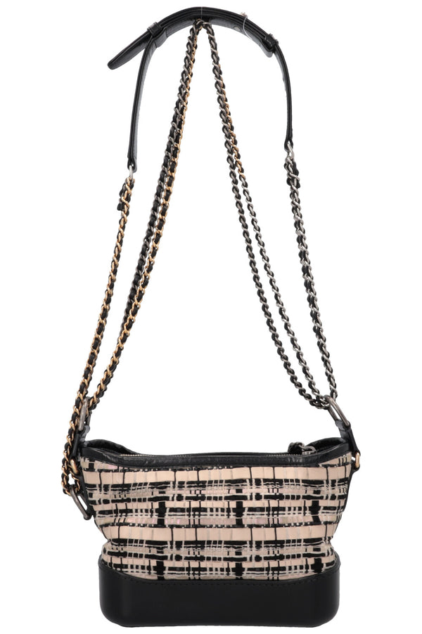 CHANEL 2019 Small Gabrielle Crossbody Bag Tweed Black Ivory