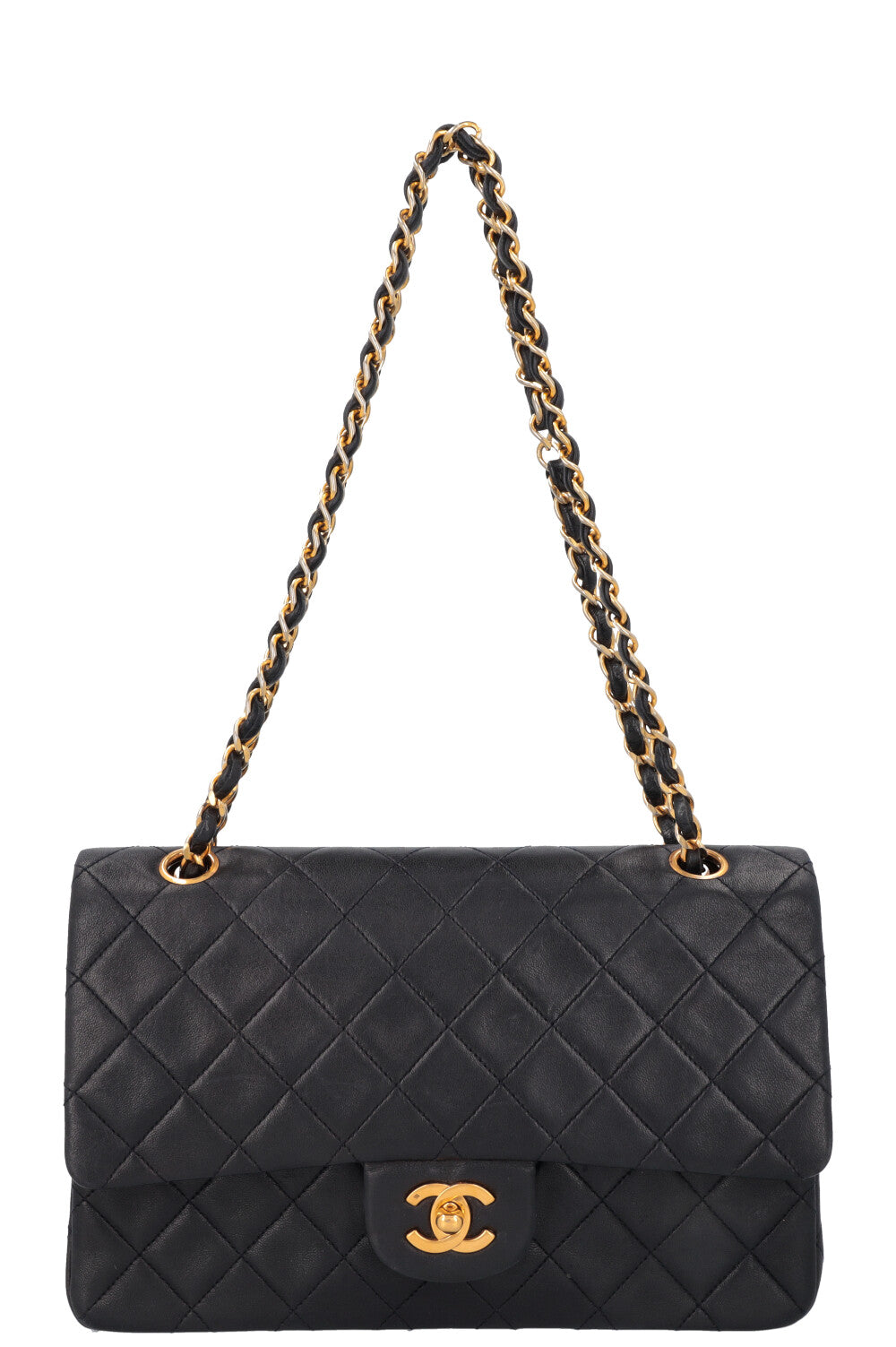 CHANEL Vintage Double Flap Bag Medium Midnight Blue