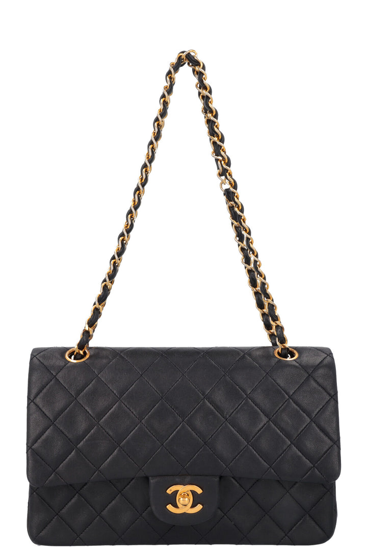 CHANEL Vintage Double Flap Bag Medium Midnight Blue
