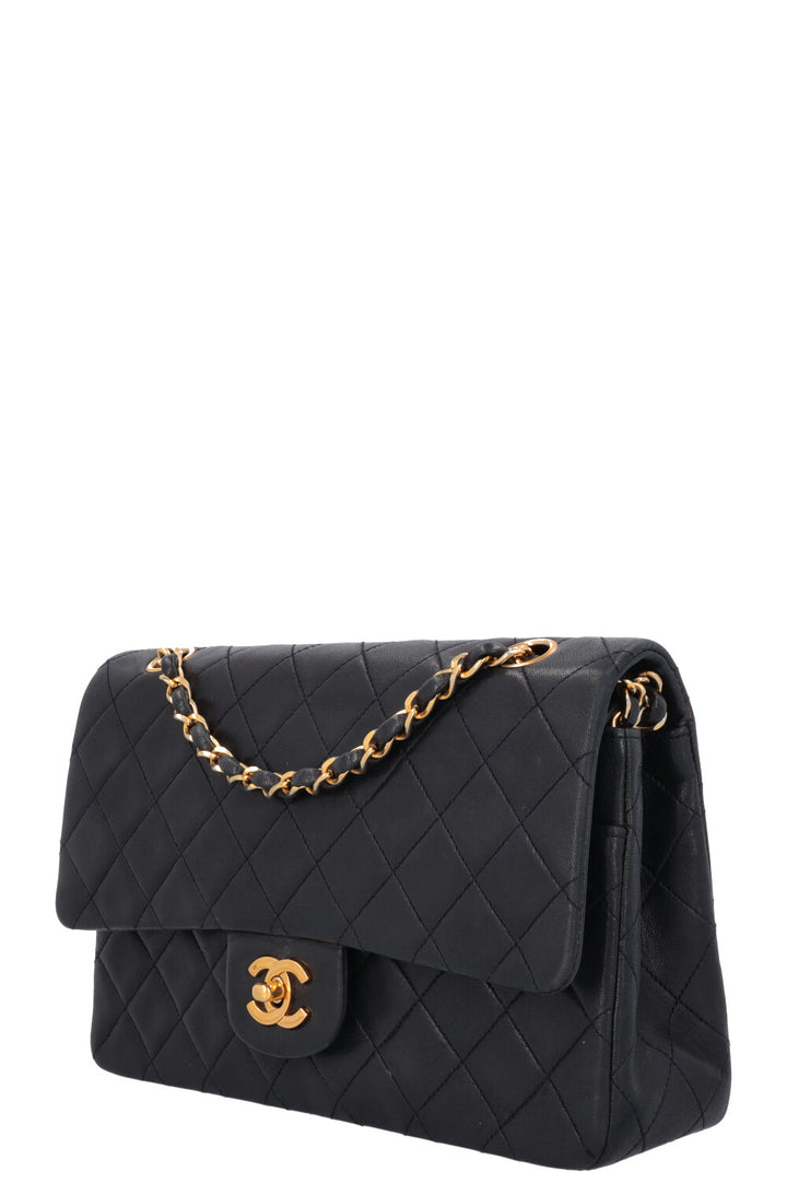 CHANEL Vintage Double Flap Bag Medium Midnight Blue