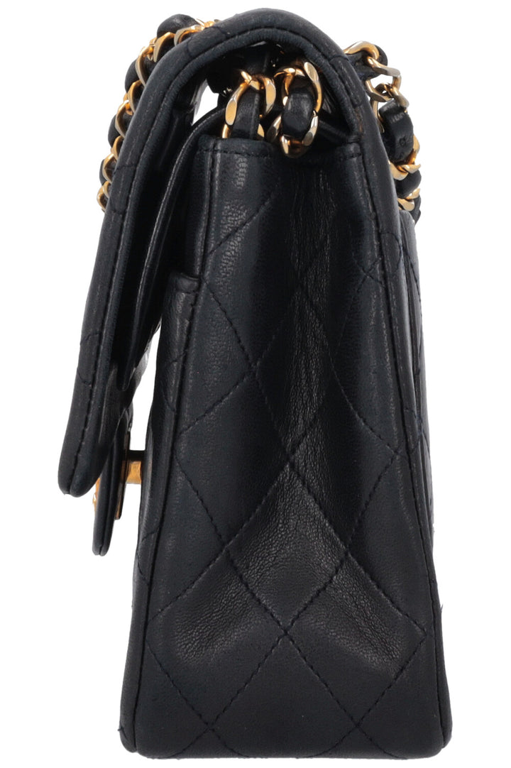 CHANEL Vintage Double Flap Bag Medium Midnight Blue