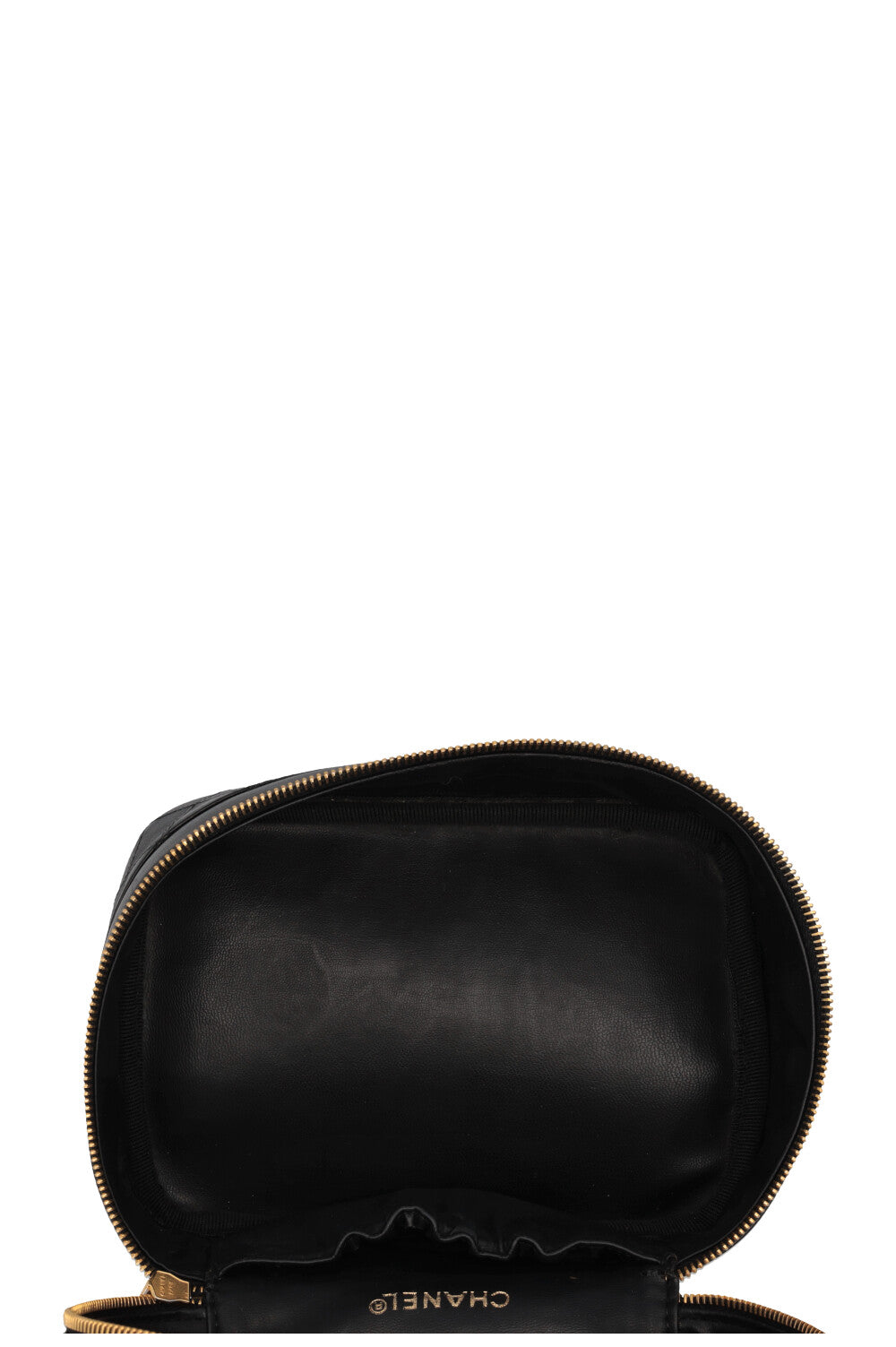 CHANEL Quilted Beauty Case Leather Black