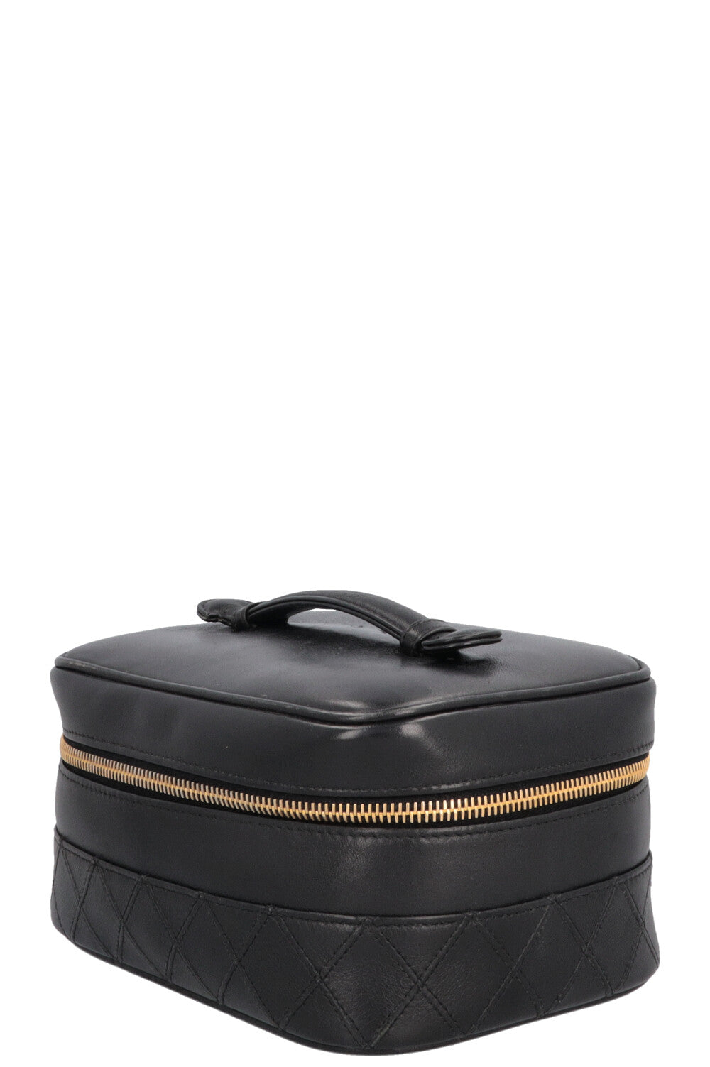 CHANEL Quilted Beauty Case Leather Black