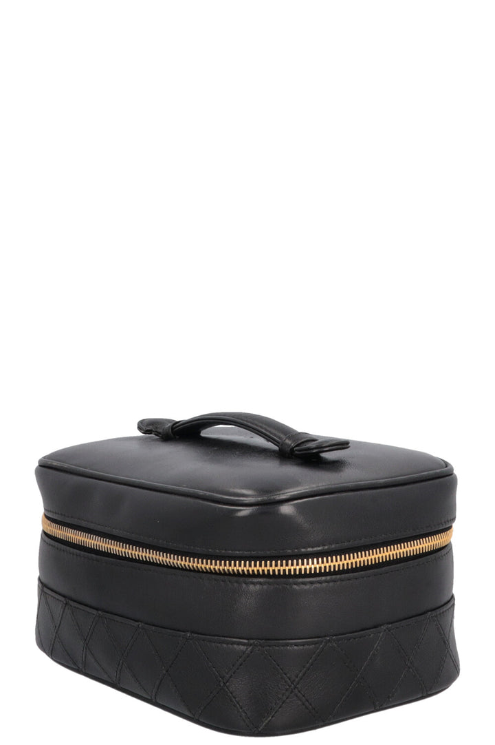 CHANEL Quilted Beauty Case Leather Black