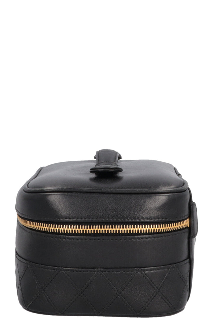 CHANEL Quilted Beauty Case Leather Black