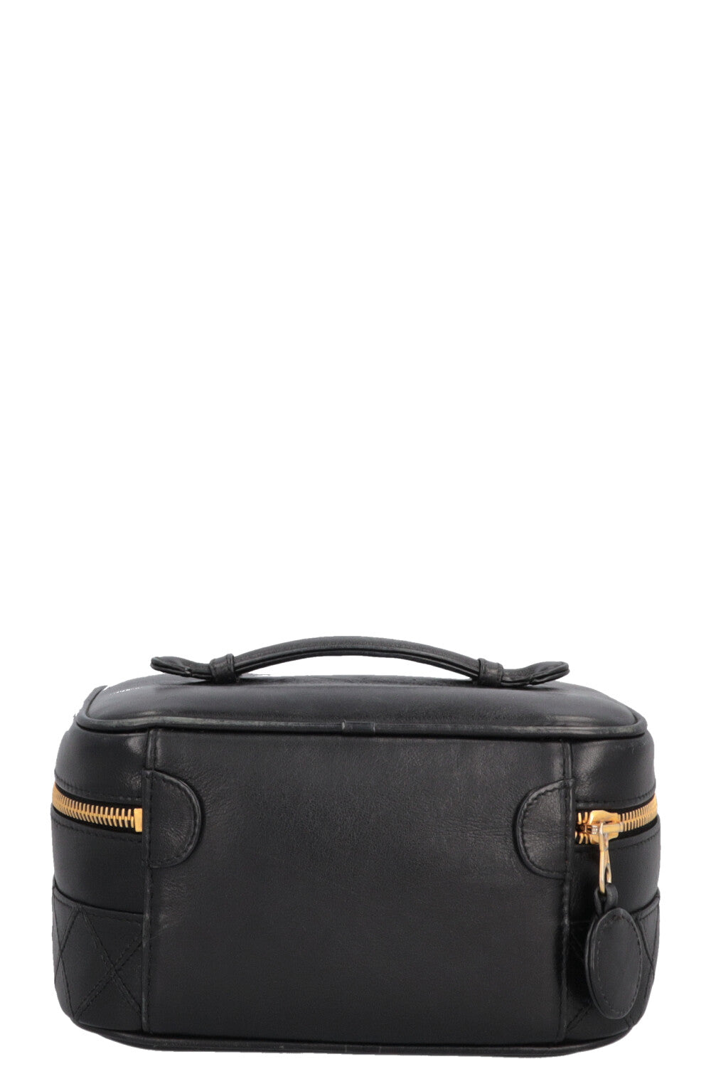 CHANEL Quilted Beauty Case Leather Black